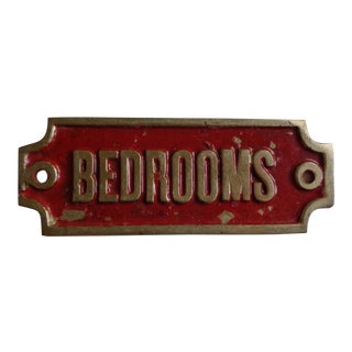 Mid-Century "Bedrooms' Hotel Door Sign For Sale