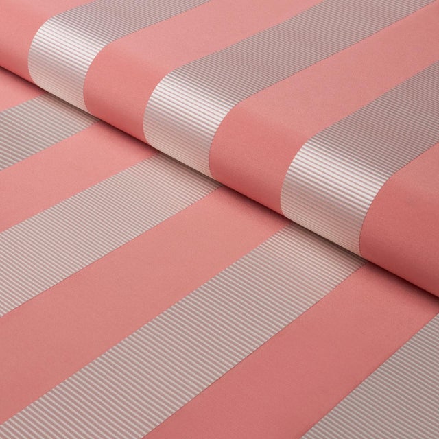 Schumacher Schumacher Madison Wide Stripe Fabric In Pink For Sale - Image 4 of 5
