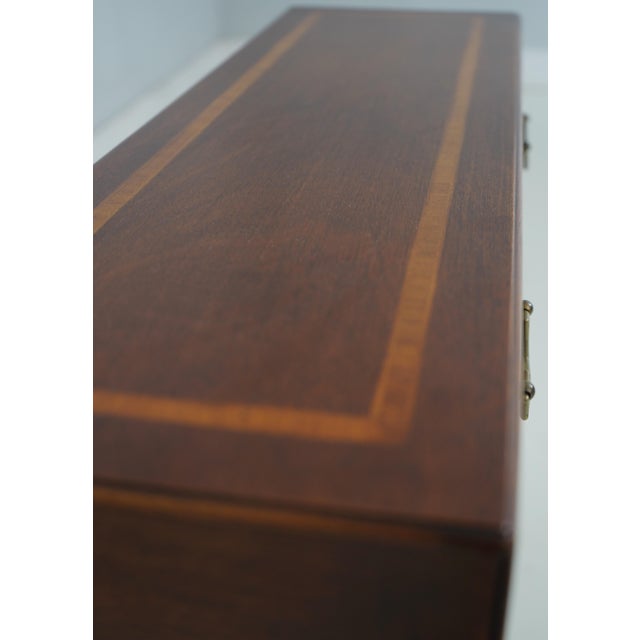 Wood Mahogany Inlaid 2 Drawer Console Table For Sale - Image 7 of 17
