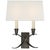 Chapman & Myers for Visual Comfort Signature Cross Bouillotte Small Sconce in Bronze with Linen Shade For Sale