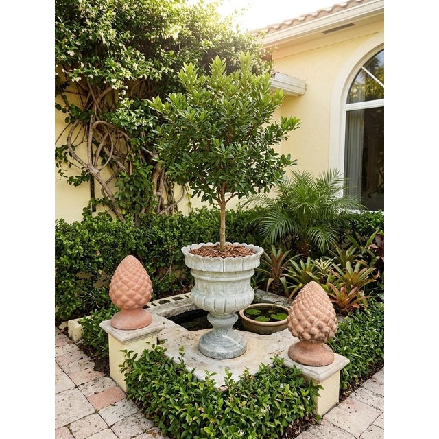 Large Neoclassical Scalloped Green Marble Garden Urn Planter For Sale - Image 10 of 12