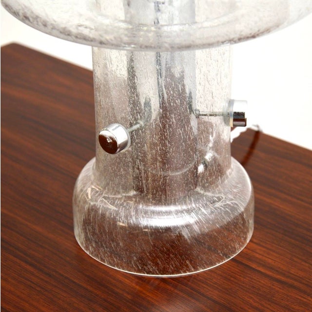 Glass Vintage French Glass and Chrome Table Lamp, 1970 For Sale - Image 7 of 8