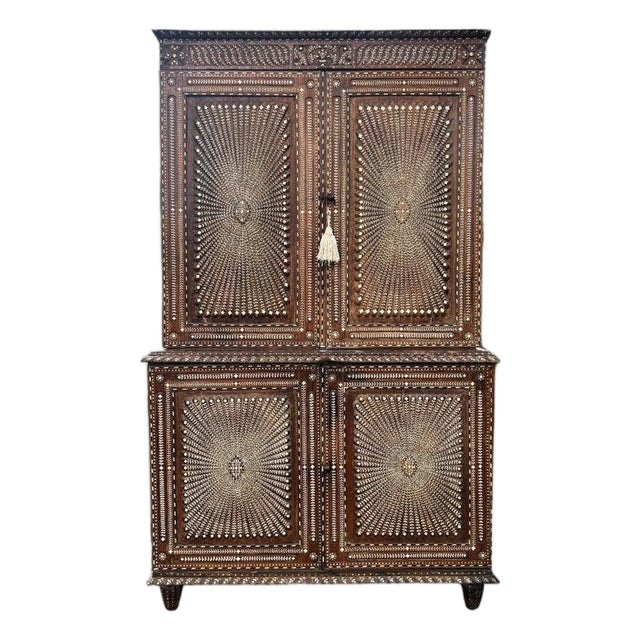 Superb 19th Century Anglo-Indian Rosewood Cabinet, Intricate Ebony Inlay For Sale