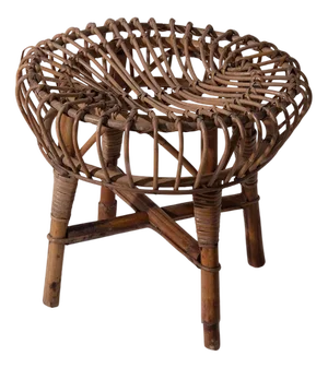 Vintage Italian Stool in Rattan, 1960