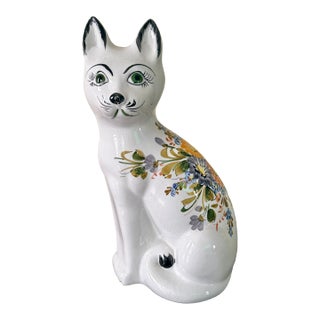 Midcentury Italian Ceramic Cat Figure For Sale