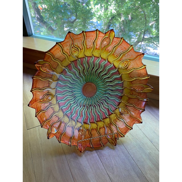 Late 19th Century Antique Murano Style Glass Feature Piece Peacock Style Sun Burst For Sale - Image 5 of 5