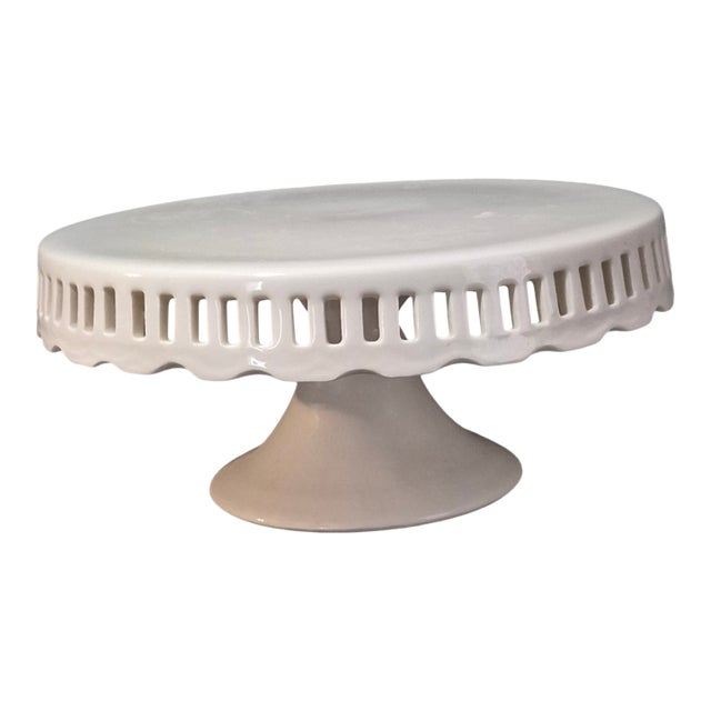 Late 20th Century Elegant "Crace's Teaware" White Porcelain Pedestal Cake Stand For Sale