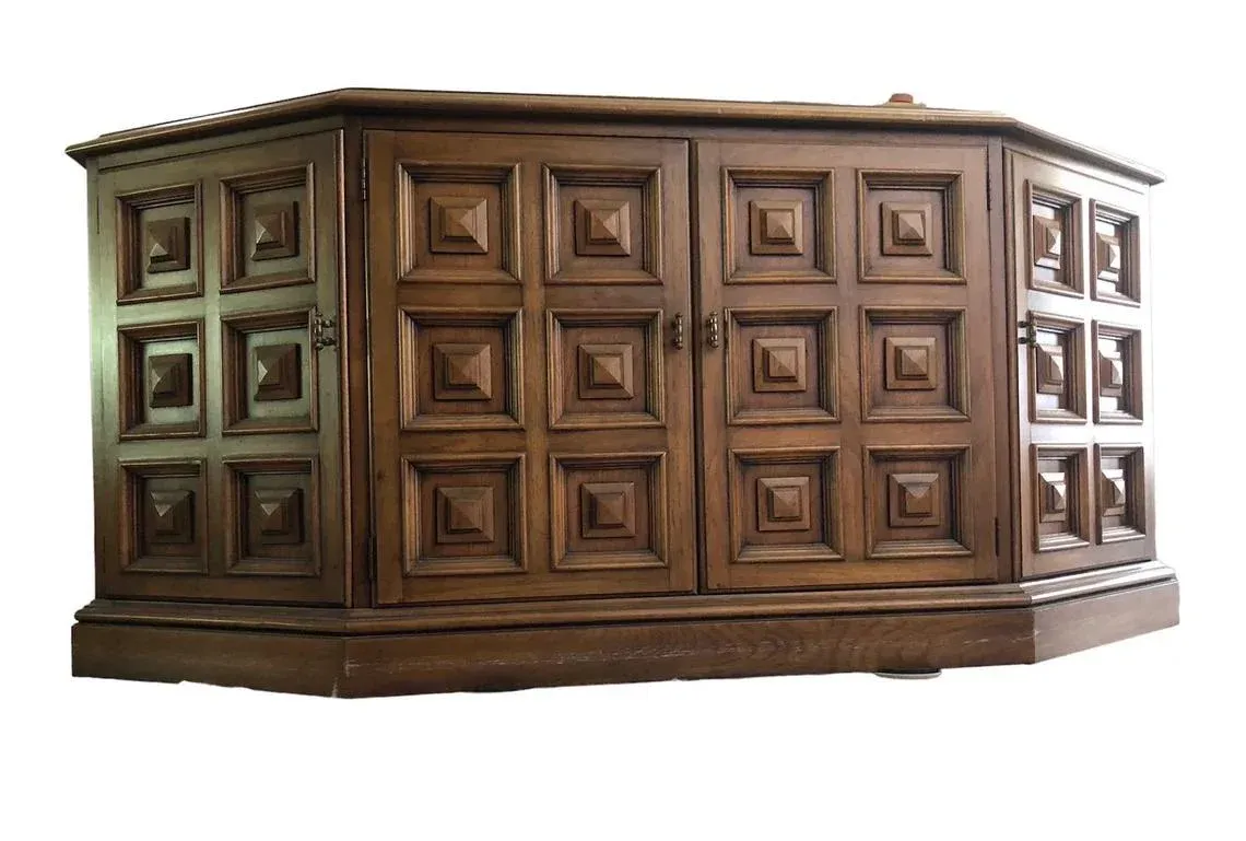 5個口のA♥DREXEL HERITAGE Drexel Heritage–Hand painted chest 5)drawer, Checkerboard Sides