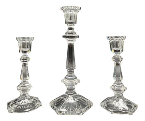 Vintage Classic Cut Glass Candleholders from Baccarat, 1950s, Set of 3