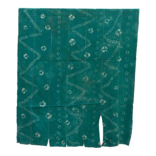 Vintage African Burkina Tie-Dye Teal Throw For Sale