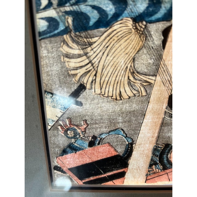 C. 1843-1852 Utagawa Kuniyoshi Japanese Woodblock Battle of Dan-No Ura Print on Paper For Sale - Image 9 of 12