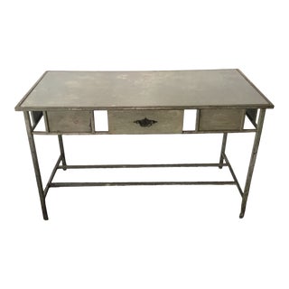 Mid 20th Century Vintage Green Metal Desk For Sale