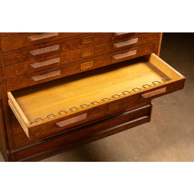 Brown Large Antique Tiger Oak Flat File For Sale - Image 8 of 12