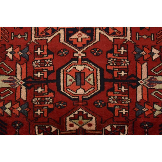 Karajeh Runner 3’7” X 10’3” Red Wool Vintage Tribal Hand-Knotted Oriental Rug For Sale - Image 9 of 14