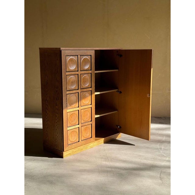 Brutalist Oak Highboard Cabinet, 1980s For Sale - Image 9 of 12