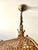 Square openwork pendant light from the 1970s, composed of a bamboo frame and cane leaves and suspended by rattan rings...