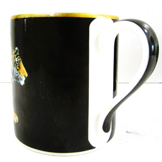 1980s Halcyon Days Magnificent Wildlife Two Tiger and Two Twin Leopard Mugs - Set of Four For Sale - Image 10 of 18