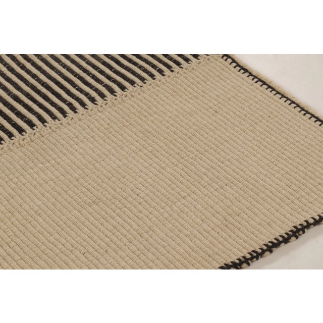 2020s Rug & Kilim’s Contemporary Kilim in Beige & Black Textural Stripes For Sale - Image 5 of 10