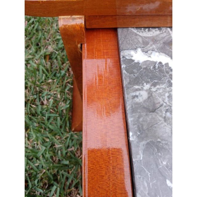 Chinoiserie Wood Grey Marble Pagoda Shaped Regency Nesting Tables- Set of 3 For Sale - Image 10 of 13