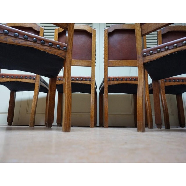 Antique Dutch Art Deco Leather Dining Chairs, 1920s, Set of 6 For Sale - Image 17 of 18
