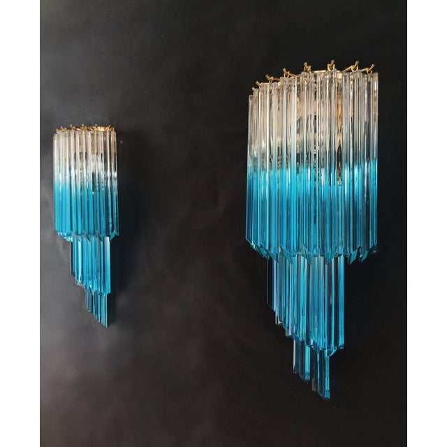 Mid-Century Modern Quadriedri Murano Prism Wall Sconces, 1990, Set of 2 For Sale - Image 3 of 16