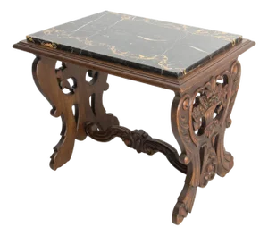 Classical French Marble Top and Oak Coffee Table, 1920