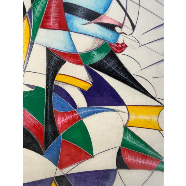 Original Juan Quevedo Pop Cubism Geometric Guitarist Music Mixed Media Painting For Sale - Image 13 of 18