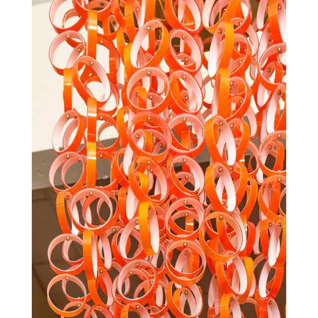 Glass Vistosi Orange Modernist Murano Glass Chandelier, 1980s For Sale - Image 7 of 10