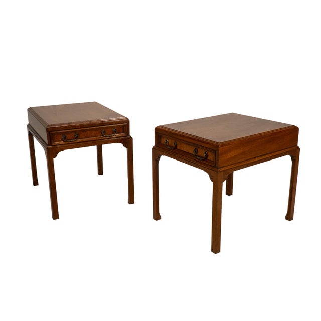 Vintage Burl Walnut Nightstands by Fine Arts Furniture With Brass Handles - A Pair For Sale In Tampa - Image 6 of 18