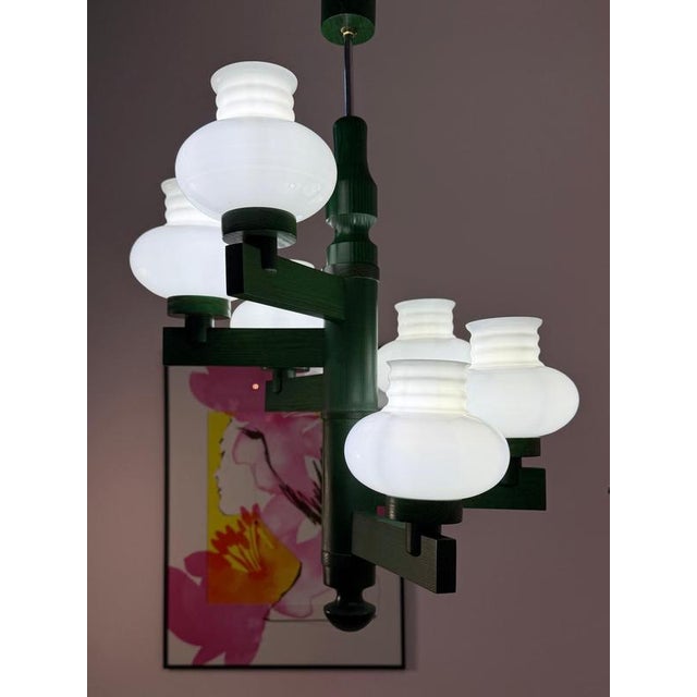 Chandelier in Green Opal Glass For Sale - Image 11 of 11
