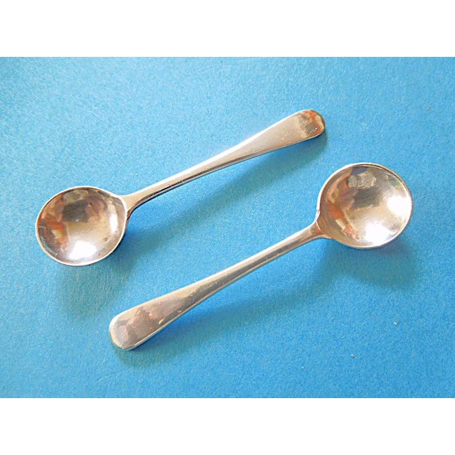 Pair of 1992 Ray Hall (Birmingham, Uk) Sterling Silver Salt/Mustard Spoons For Sale In New York - Image 6 of 6