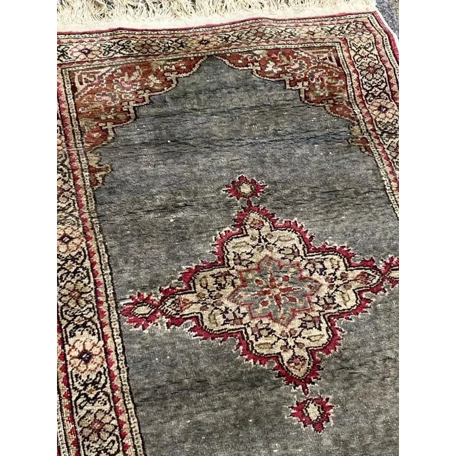 Small Vintage Turkish Kayseri Silk & Cotton Rug For Sale - Image 10 of 16
