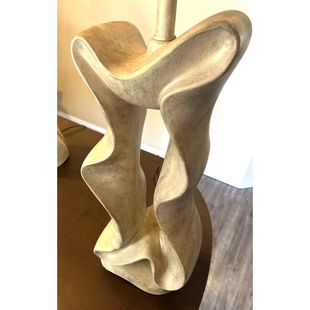 1980's Jaro Style Biomorphic Post-Modern Freeform Ribbon Motif Table Lamps Pair For Sale - Image 10 of 17