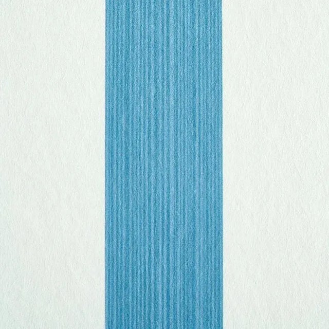 Transitional Schumacher Edwin Stripe Medium Wallpaper in Ocean For Sale - Image 3 of 3