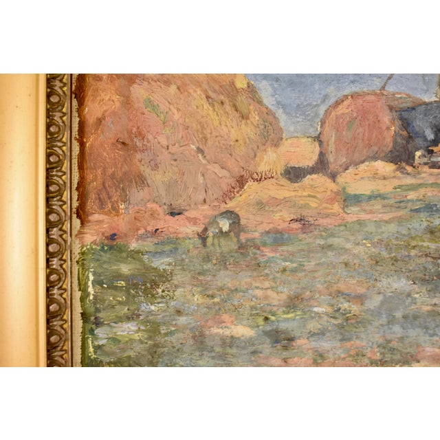 French Landscape Oil on Linen in Gold Leaf Frame, Signed & Dated 1919 For Sale - Image 4 of 13