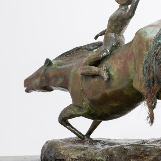 French Plaster Sculpture of Rider with Horse For Sale - Image 11 of 16