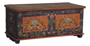 Antique Trunk with Floral Motifs, 1870s