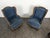 Louis XV Style Wingback Lounge Chairs in Blue Velvet, Set of 2 For Sale - Image 3 of 8