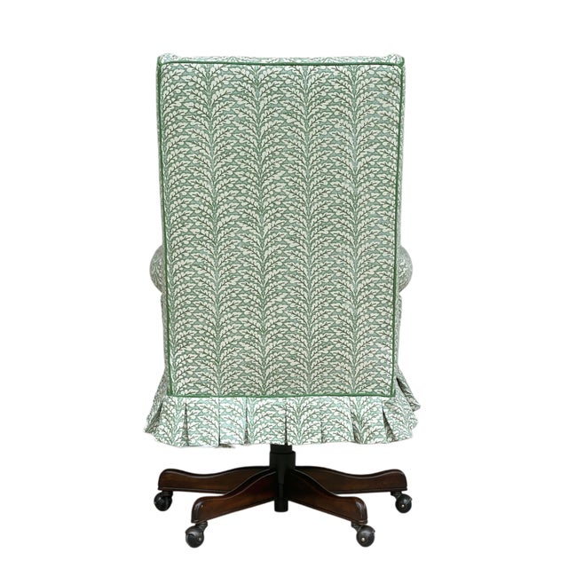 Custom Upholstered Skirted Wingback Desk Chair For Sale - Image 10 of 12
