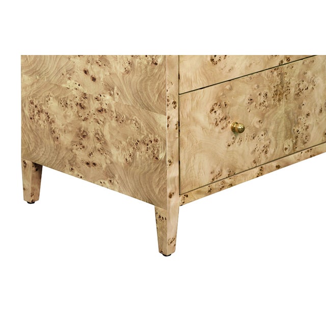 Wood Matthew Izzo Home Carnegie Burlwood Seven Drawer Chest With Brass Knobs For Sale - Image 7 of 9