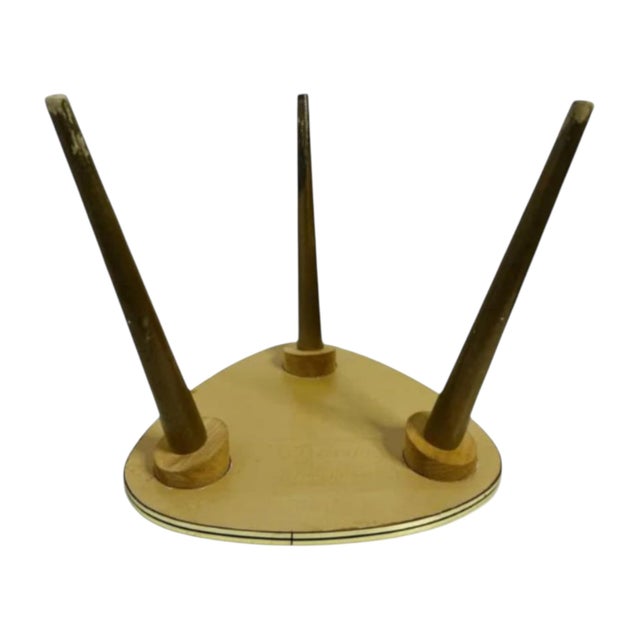 1950s Vintage Triangular Werzalit Side Table with Tapered Wood Legs, 1950s For Sale - Image 5 of 11