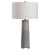 Sleek And Contemporary, This Ceramic Table Lamp Showcases A Two-tone Light Gray Glaze With A Gloss Sheen Top Half And A...