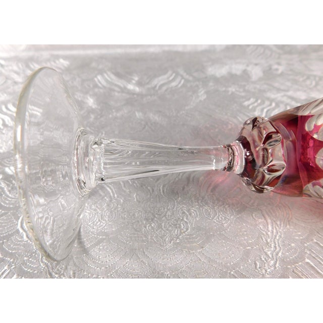 1950s Set of Four Unmarked Pink Cut to Clear Stemware Glasses For Sale In San Francisco - Image 6 of 6