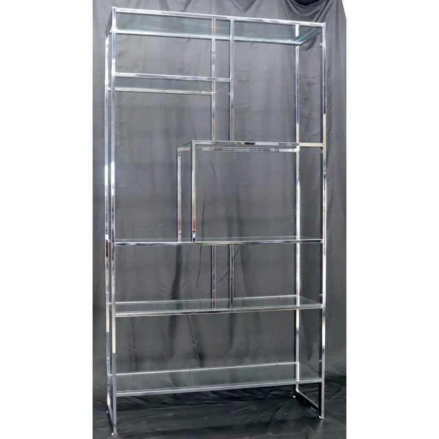 Chrome and Glass Large Design Institute America Étagère Shelving Wall Unit For Sale - Image 6 of 8