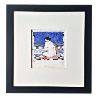 Evarist Adam Weber, Nude, Susanna 1910, Color Woodcut, Signed, Limited Edition For Sale