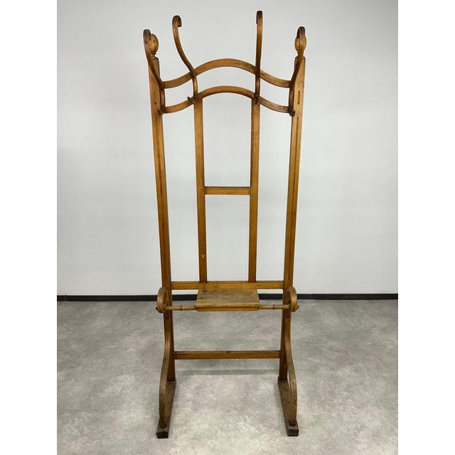 Bentowood wall mounted coat rack no.1082 by J&J Kohn in original vintage condition with signs of use. This piece is...