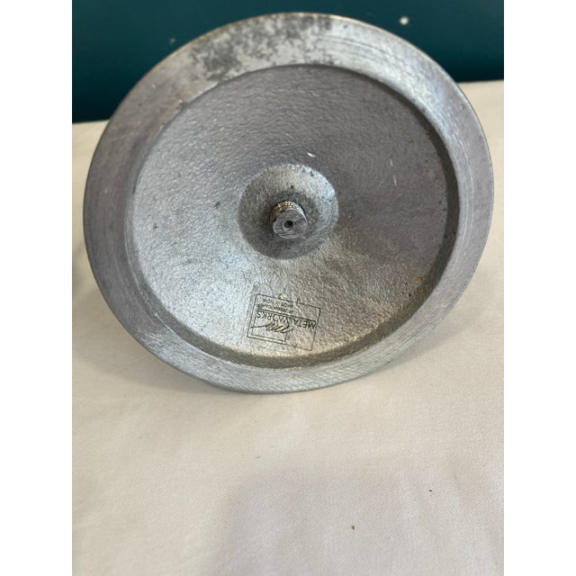 Silver Mid-Century Modern Candlesticks - Stacked Ring Design Pair For Sale - Image 8 of 9