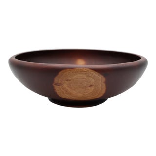 Large Vintage Turned Mahogany Bowl For Sale