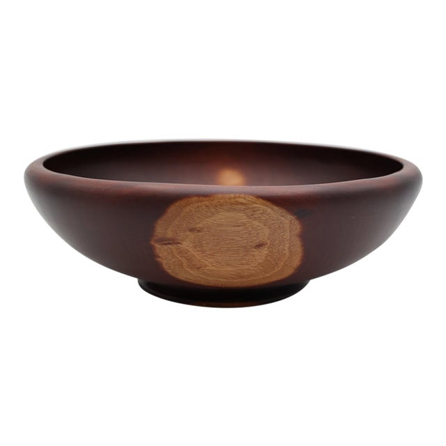 Large Vintage Turned Mahogany Bowl For Sale
