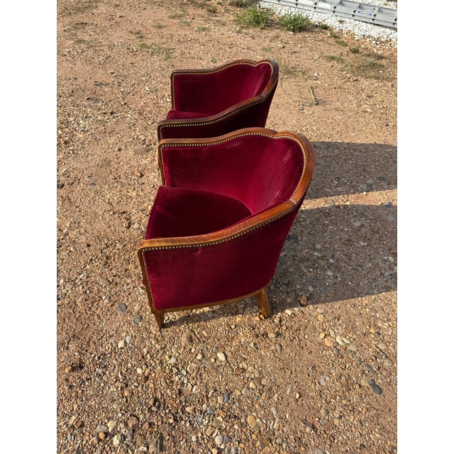 1940s Classic French Art Deco Barrel Back Club Chairs - A Pair For Sale - Image 12 of 12